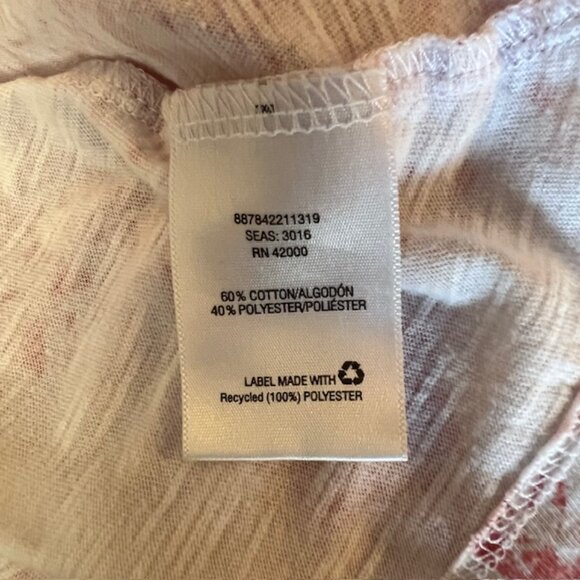 Basic Editions Woman Top, Orange & White Aztec print, cuffed short sleeves, 3X - Picture 8 of 9